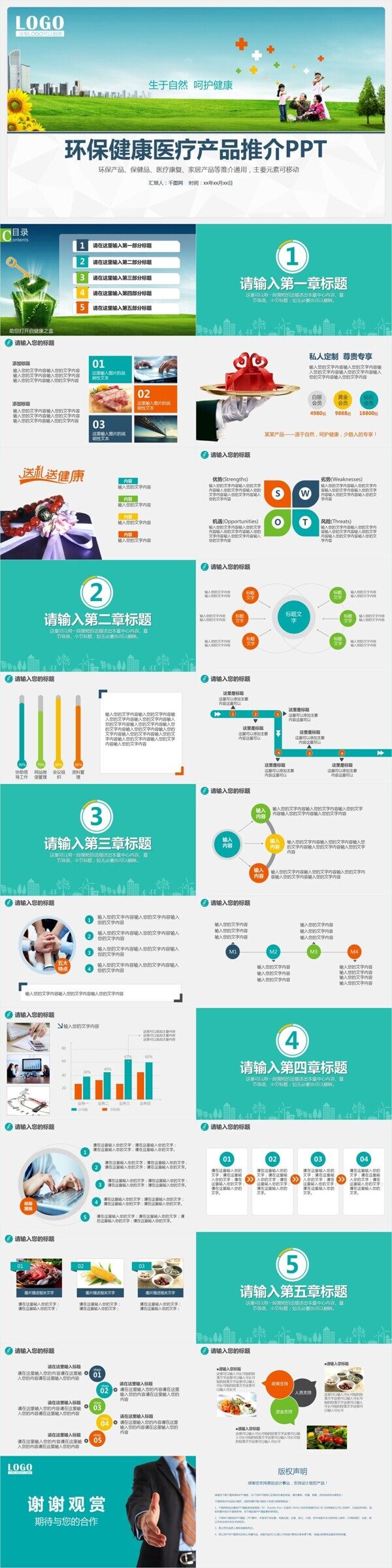 绿色环保健康医疗产品推荐PPT模板