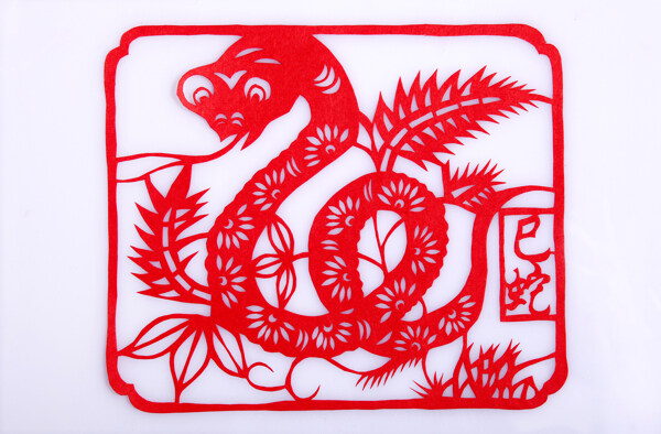 2013蛇剪纸春节插画图片