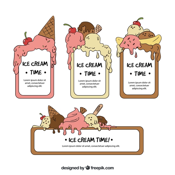 手绘冰淇淋贴纸系列