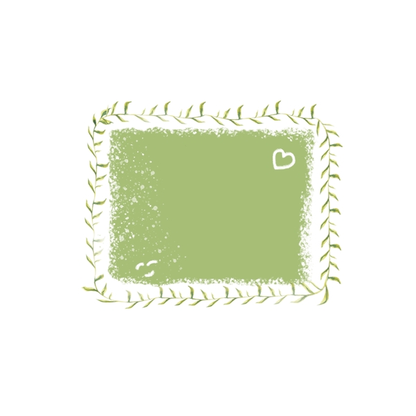 手绘绿色植物叶子卡通可爱边框可商用元素