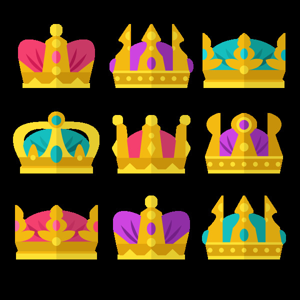 彩色皇冠图标免抠png透明图层素材