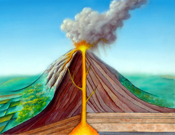 卡通火山风景图片