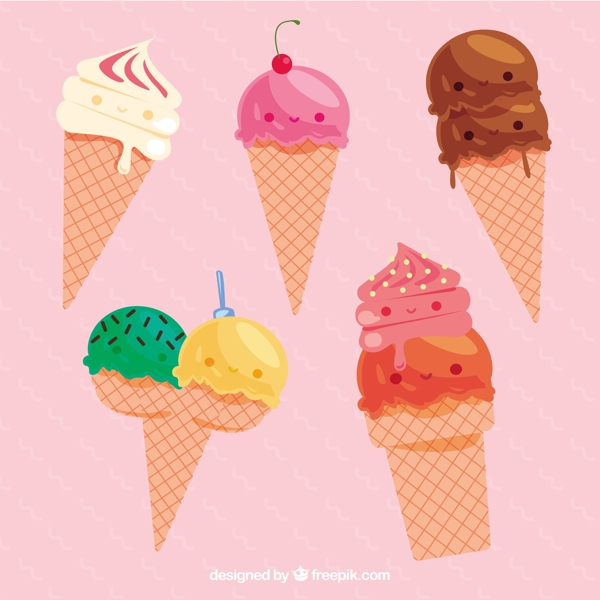 五个冰淇淋锥字符包