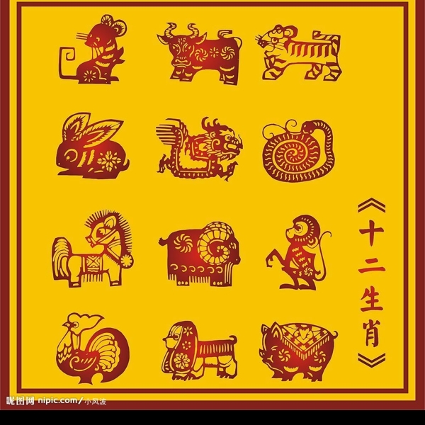 中国古典十二生肖图