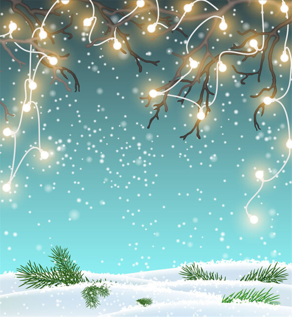 圣诞节雪花和彩灯图片