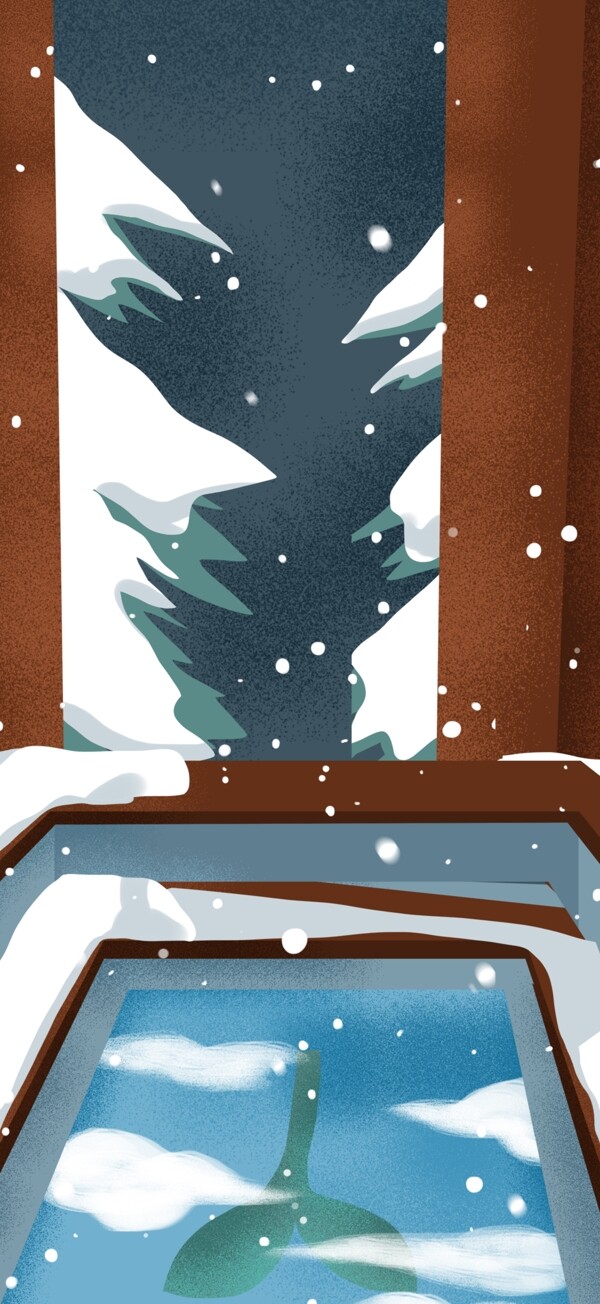 唯美新年雪地树木背景设计
