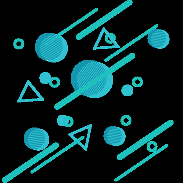 简约蓝色圆形条纹线条漂浮几何装饰图案元素