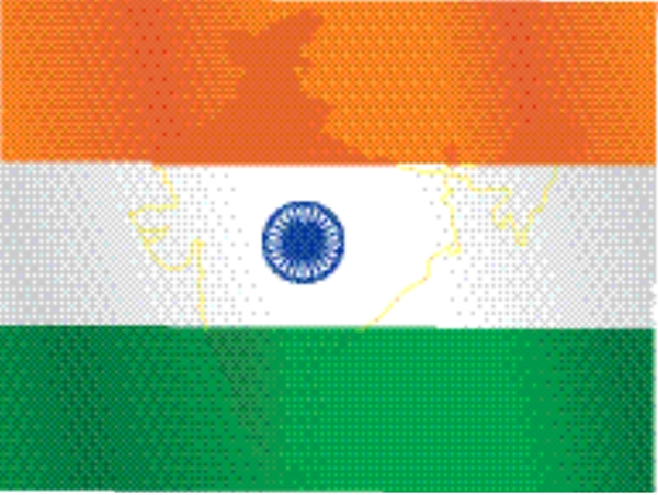 印度地图上分离的旗帜