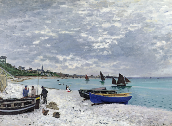 TheBeachatSainteAdresse1867法国画家克劳德.莫奈oscarclaudeMonet风景油画装饰画