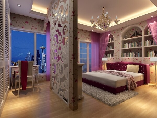 紫色风格卧室