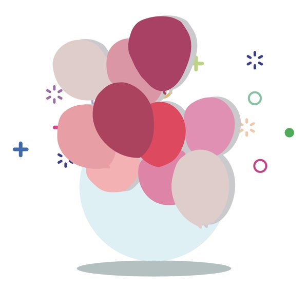 绿色情人节粉色气球物品图形元素