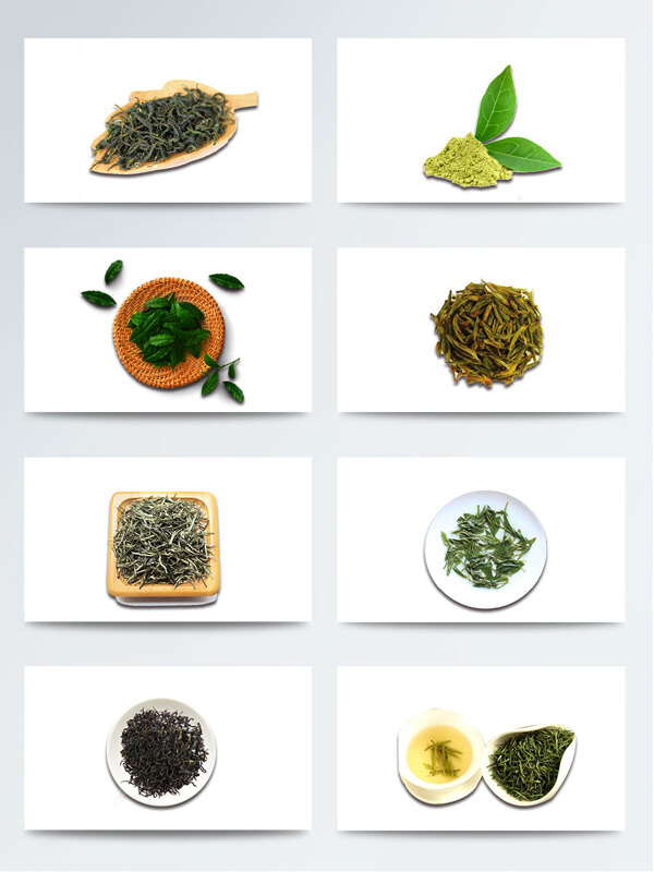 晒干的绿茶叶子PNG元素