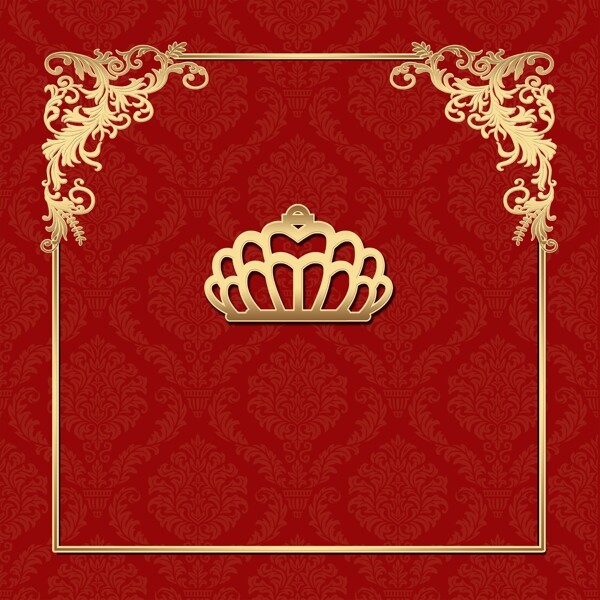 红金色欧式婚礼主题海报