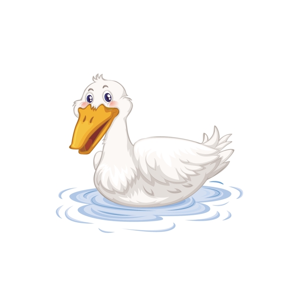 卡通浮游水上的白鸭子矢量素材