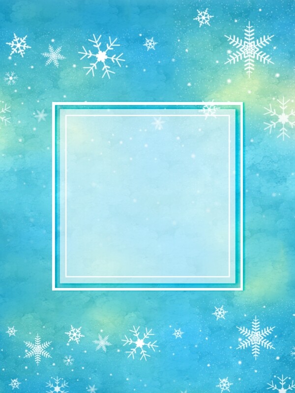蓝色小清新创意冬日雪花背景设计
