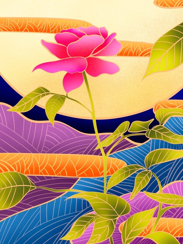 花卉植物流光溢彩手绘海报壁纸