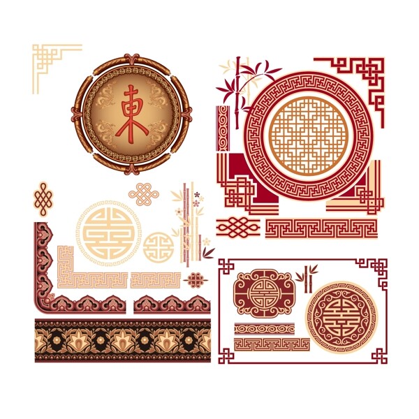 中国古典花纹矢量素材图片