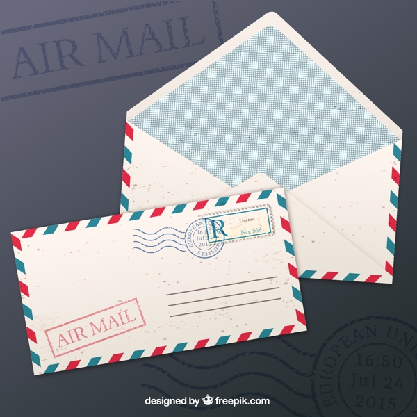 白色航空邮件设计矢量素材