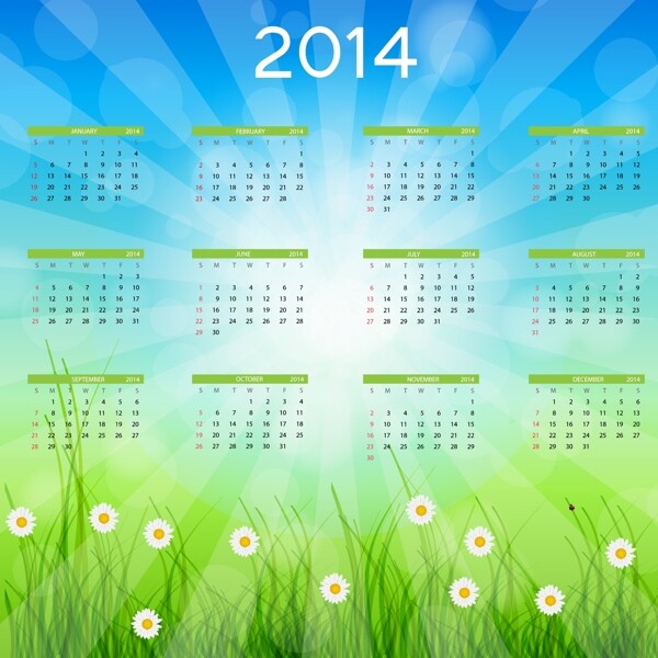 2014新年日历设计矢量图02