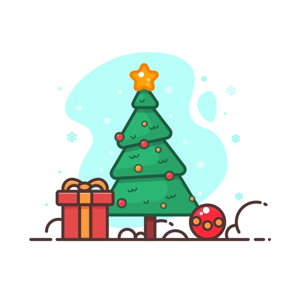 圣诞树扁平矢量插画图片
