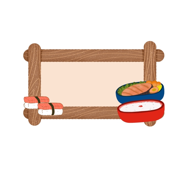 手绘可爱卡通木头食物边框