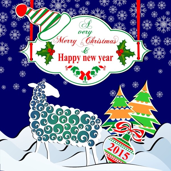 2015年圣诞节绵羊卡通素材下载