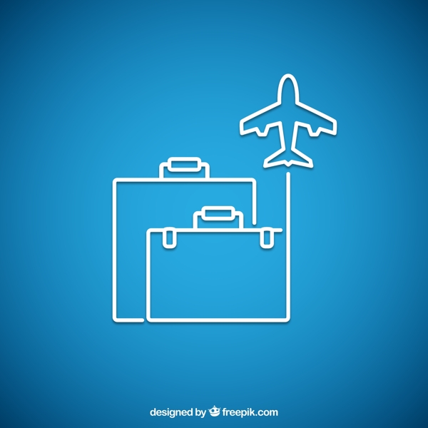 创意简洁行李箱和飞机矢量素材