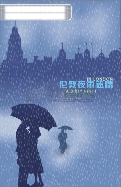 矢量图伦敦夜雨迷情