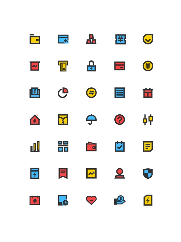 多色彩色金融图标icon
