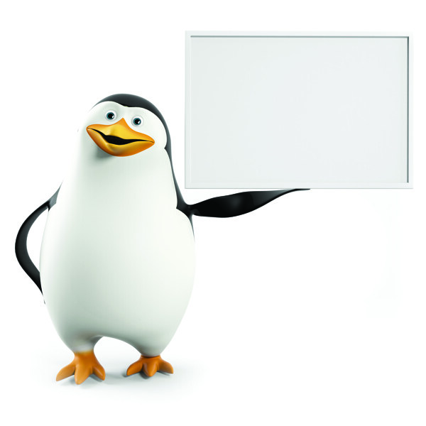3d企鹅空白广告牌图片