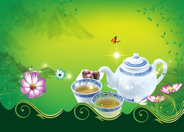 绿茶茶叶宣传单海报