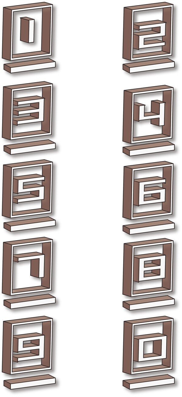 2.5d字母套图简约方框