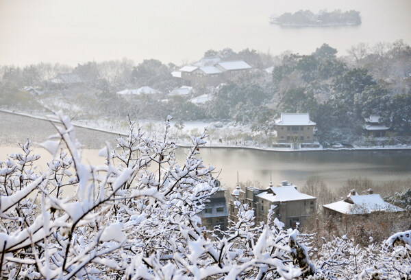 雪西湖图片