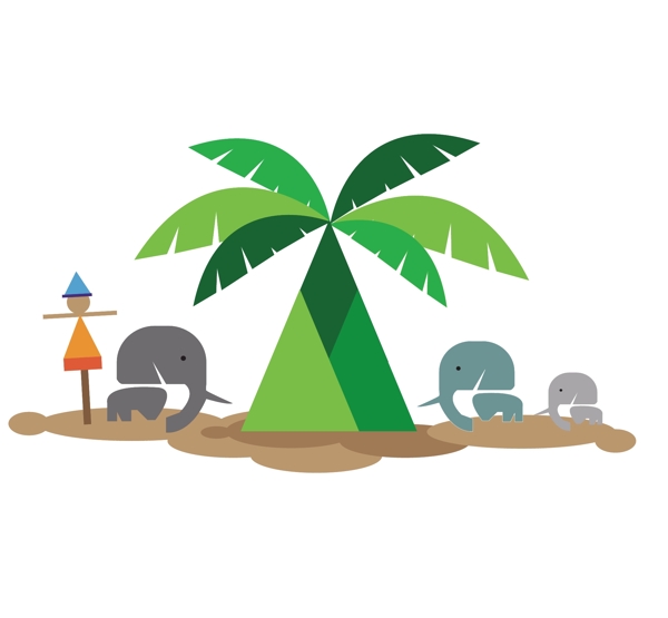 象树椰子海滩绿色