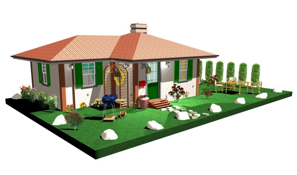 3D绿色环保房子模型图片