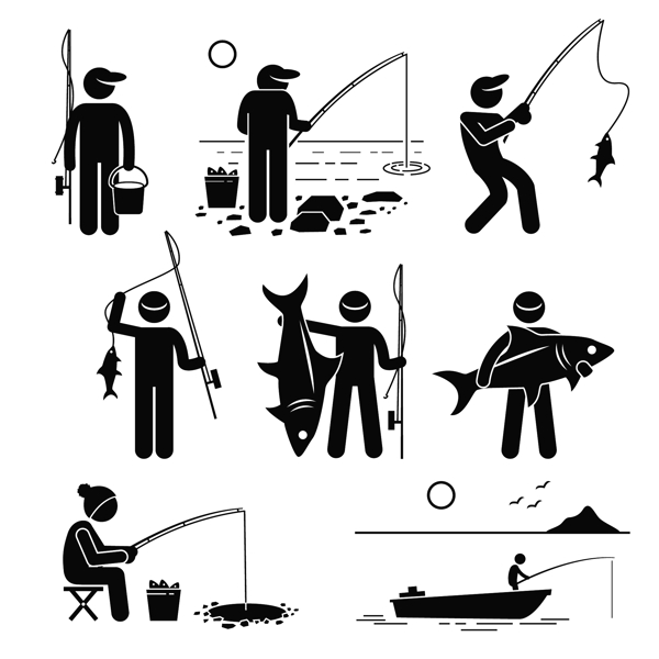 钓鱼人物矢量素材图片