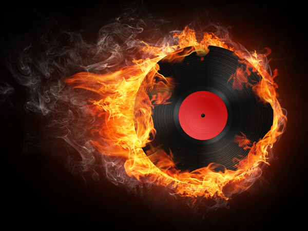 火焰烟雾与DJ音乐