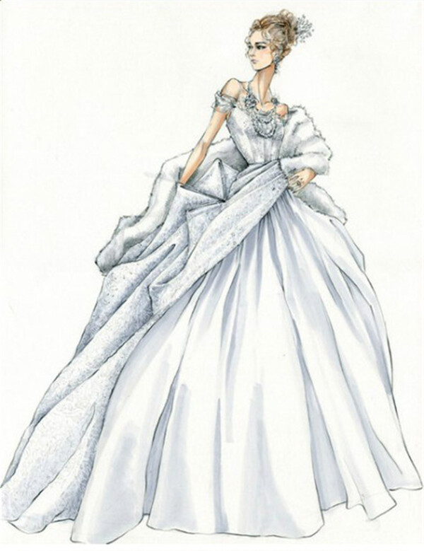 银灰色婚纱设计图