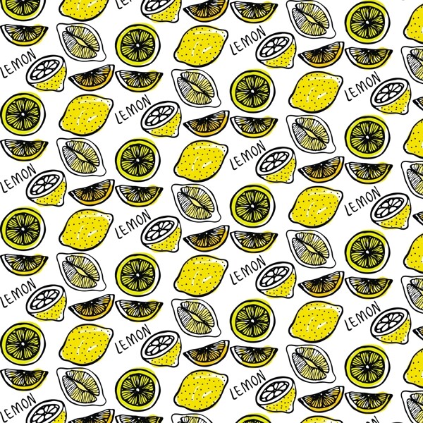 手绘柠檬图案