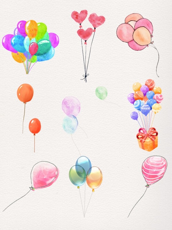 水彩气球装饰图案素材