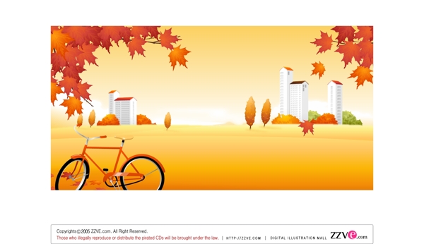 秋天户外风景自行车漂亮的秋香色