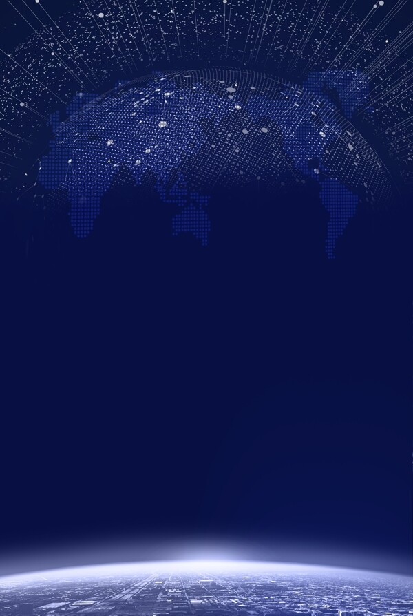 蓝色线条地球商务科技广告背景