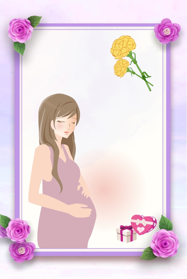 紫色温馨花卉母亲节海报背景
