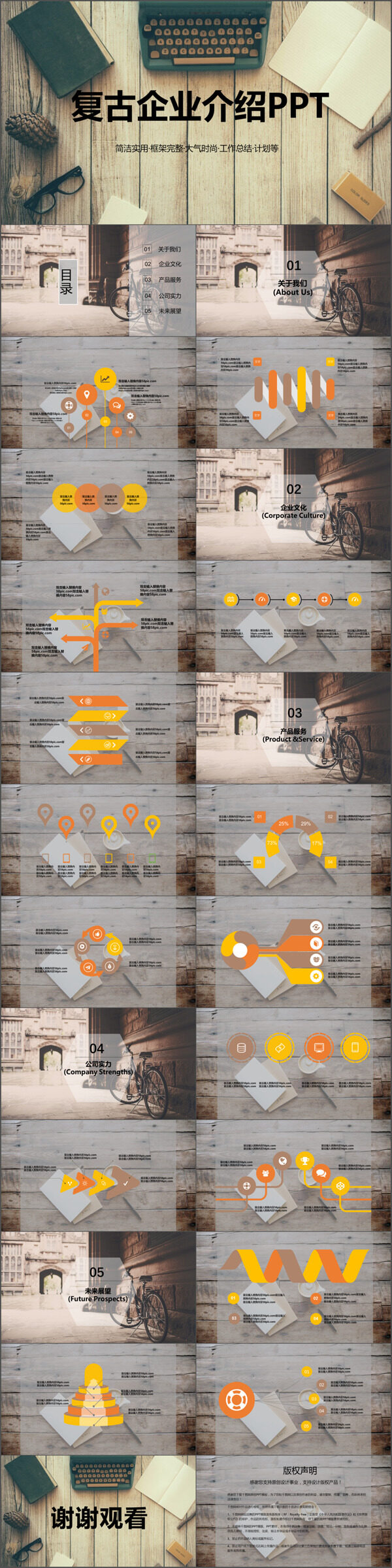 复古风企业介绍通用PPT模板