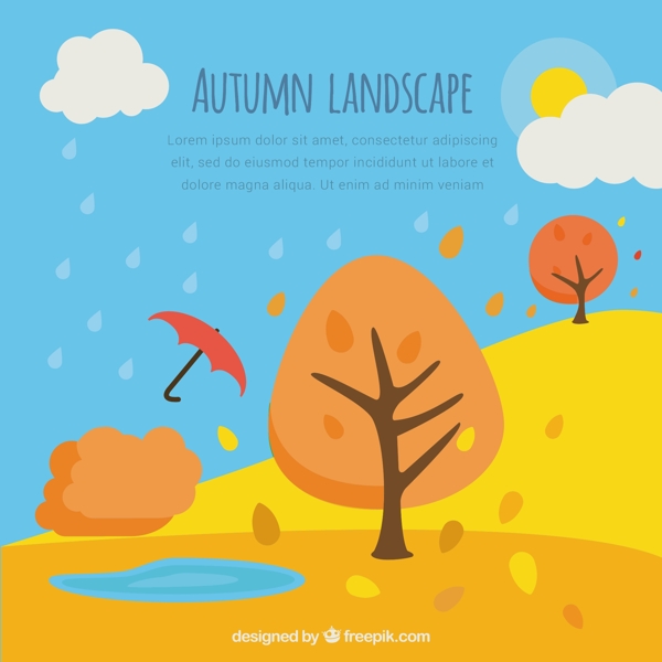 秋季景观树木和伞的背景