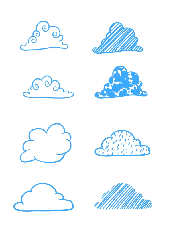云朵蓝色卡通手绘装饰素材设计