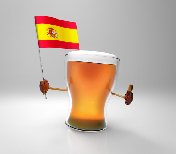 西班牙国旗与啤酒