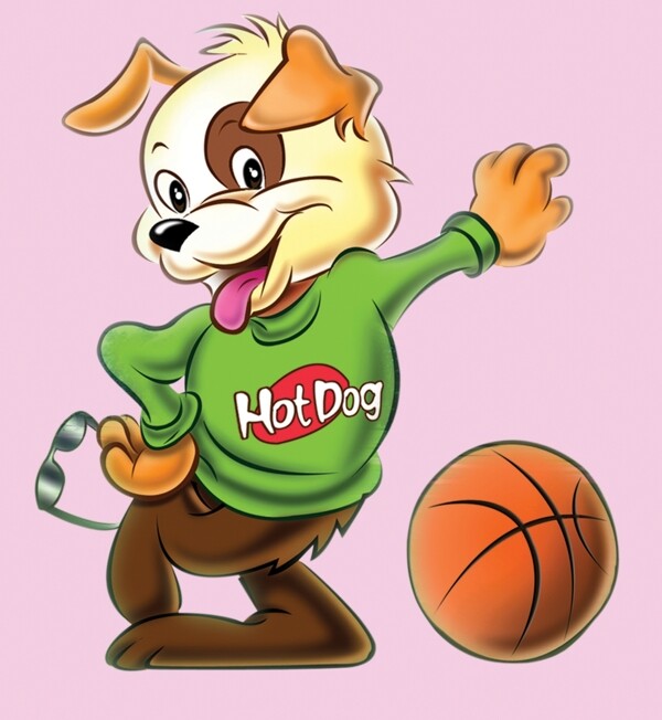 卡通小狗打篮球图片
