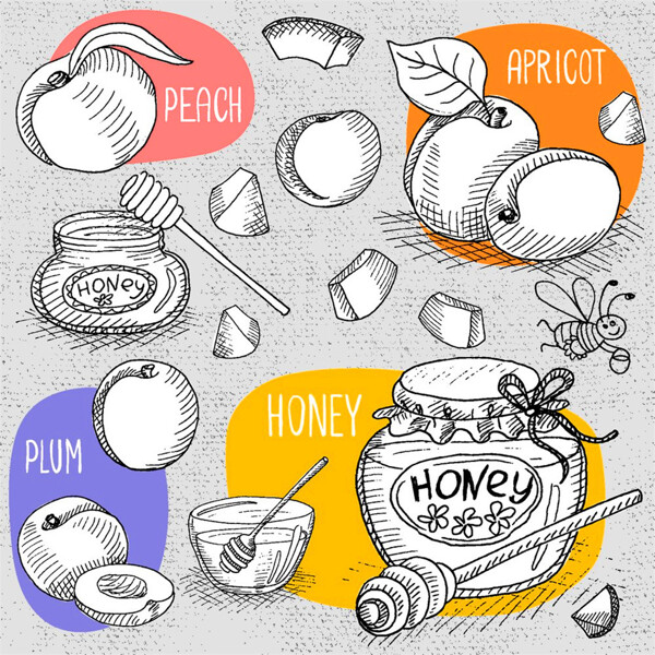 卡通水果蜂蜜图片
