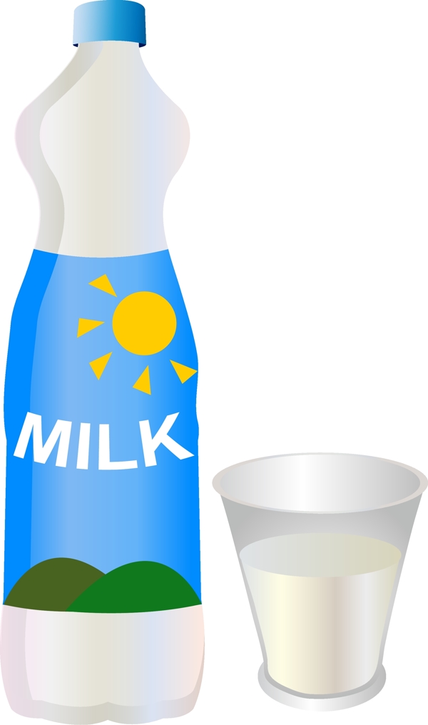 手绘白色牛奶瓶子元素